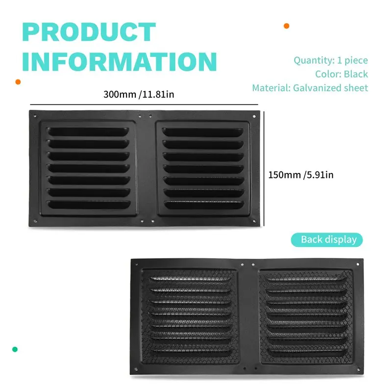 A25F-Built-In Insect Screen Airflow Grille Vent Cover Compact Size For HVAC Systems For Cooling Optimal Airflow