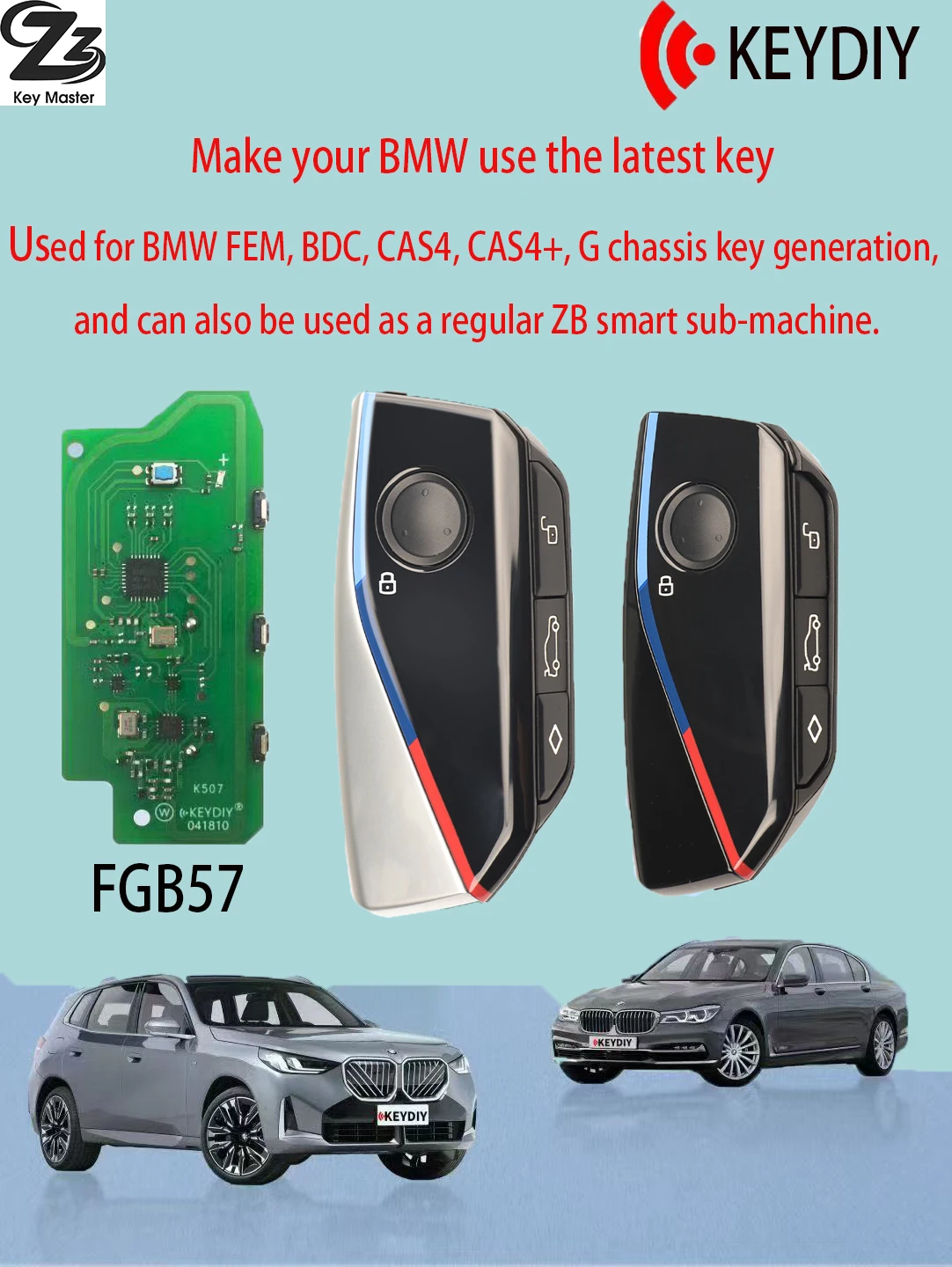 

KEYDIY BMW FEM, BDC, CAS4, CAS4+, G chassis FGB57 / ZB Smart Key For BMW F chassis OR G chassis G01 G02 G08 G30 G31 G32 G38