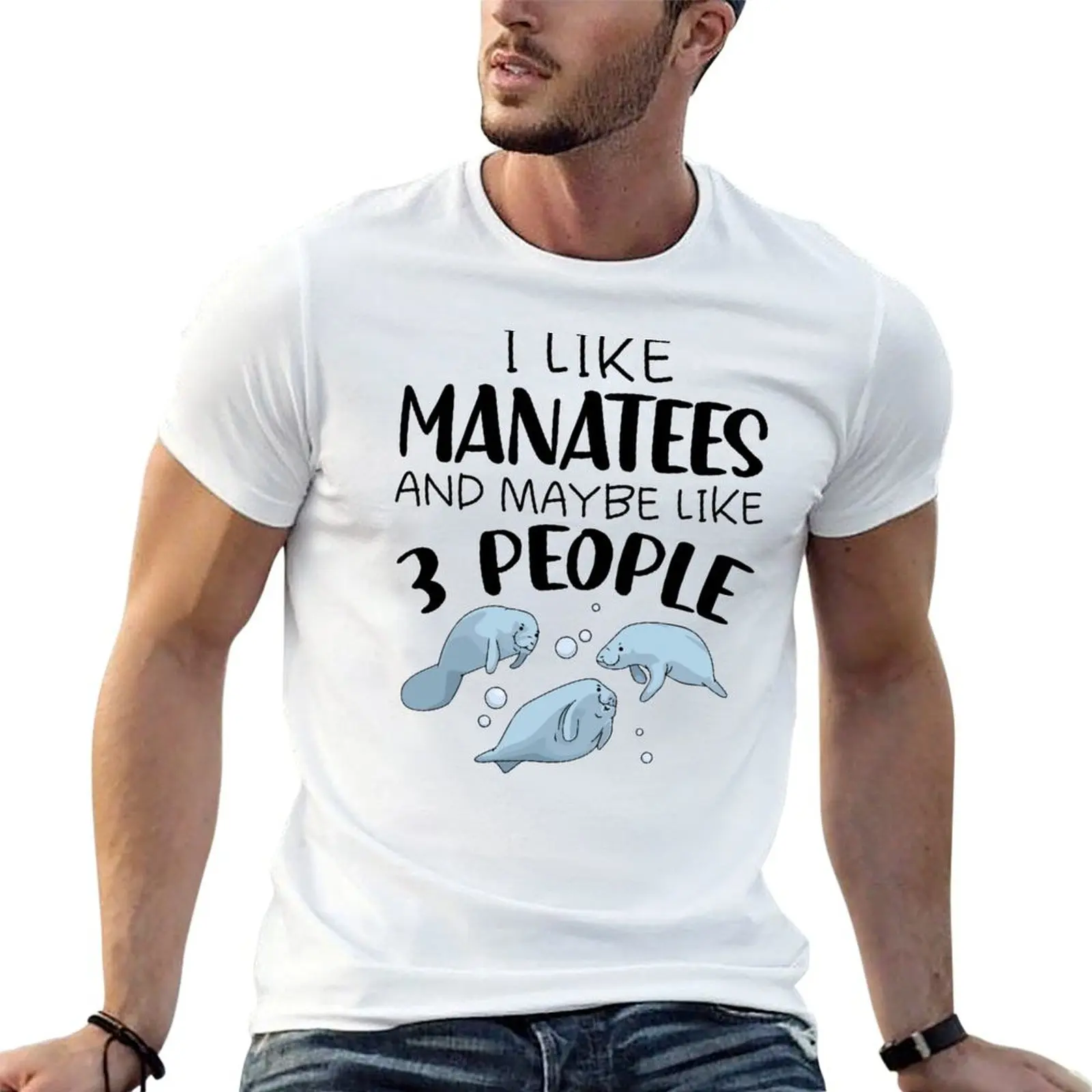 I Like Manatees And Maybe 3 People T-shirt for a boy quick drying mens t shirt graphic