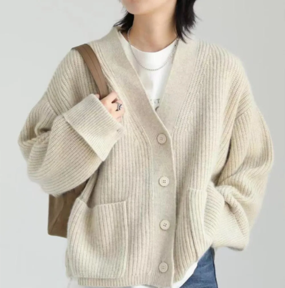 

2024 Spring Solid Cardigans Women Sweater Long Sleeve Knit Coat Knitted Clothing Streetwear Jumpers Jacket Casual Knitwears