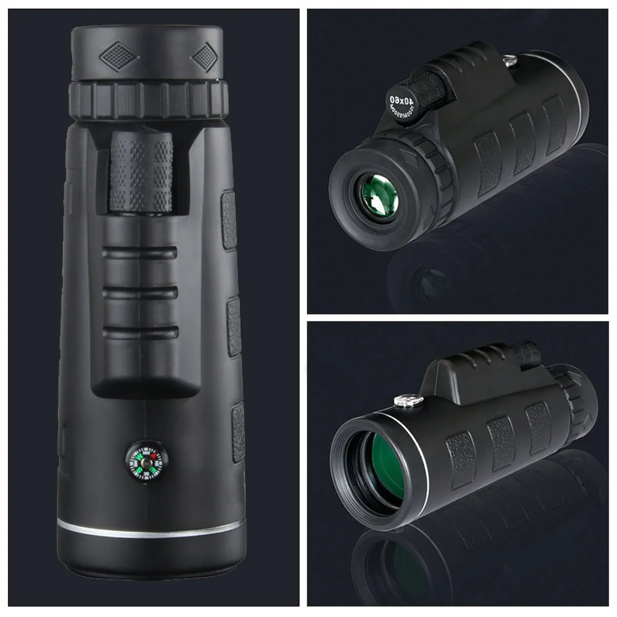 Telescopio Monocular Multiusos 40x60 con Zoom, Brújula, Cristal Óptico de Alta Definición, Lente Teleobjetivo para Teléfono, Imágenes Nítidas