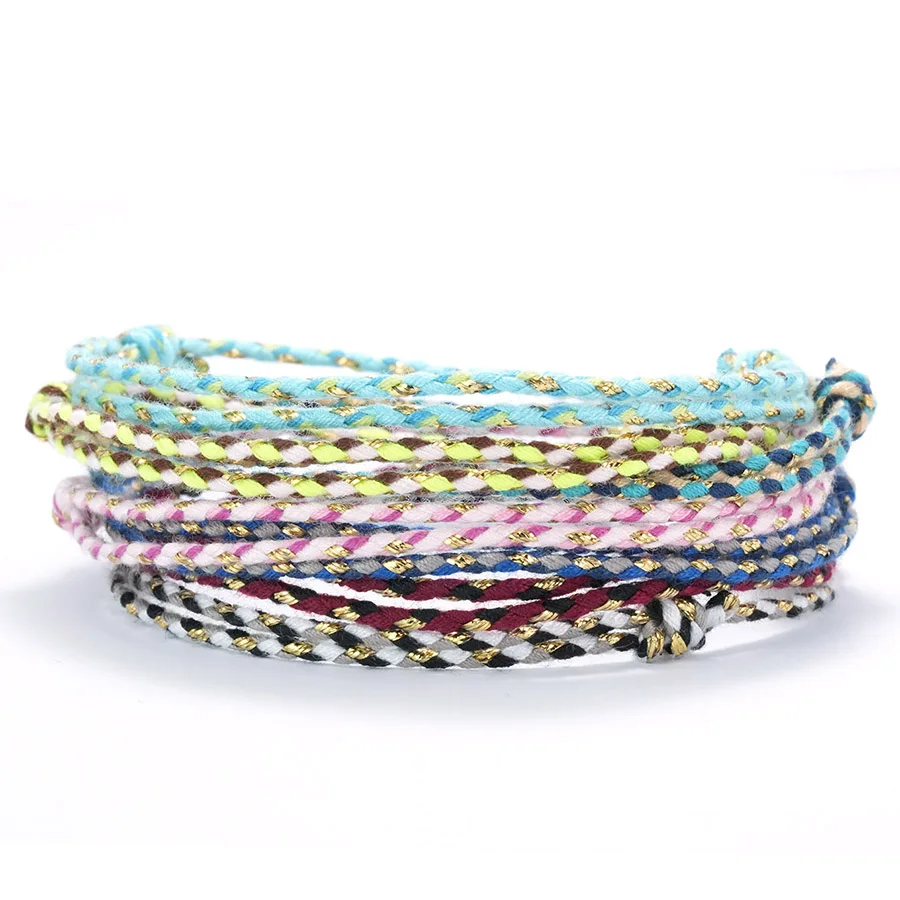 أنيق ملون المنسوجة حبل سوار للجنسين اليدوية خليط قابل للتعديل اختياري طبقة ثنائية سوار الترفيه التخييم زوجين مجوهرات #5