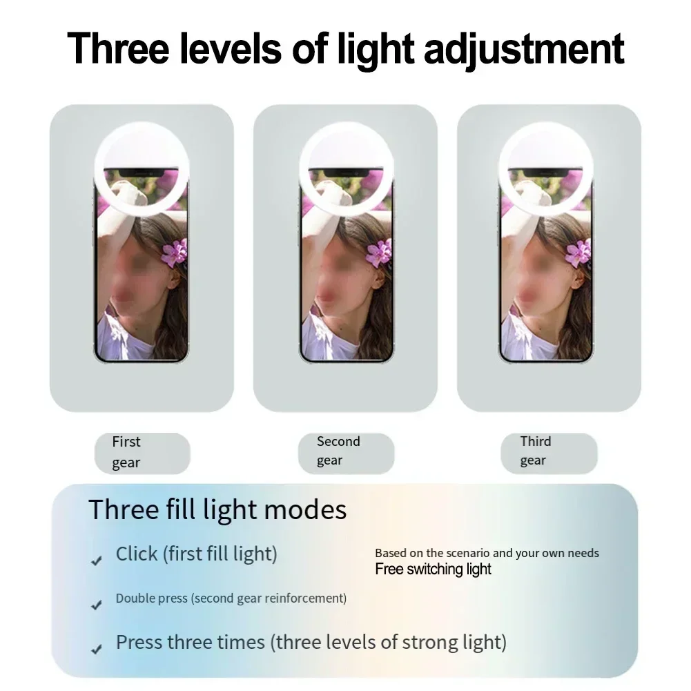 Portable LED Self Timer Ring Light For Mobile Phones Brightness Adjustment Three Dimensional Shadows Photography Tool