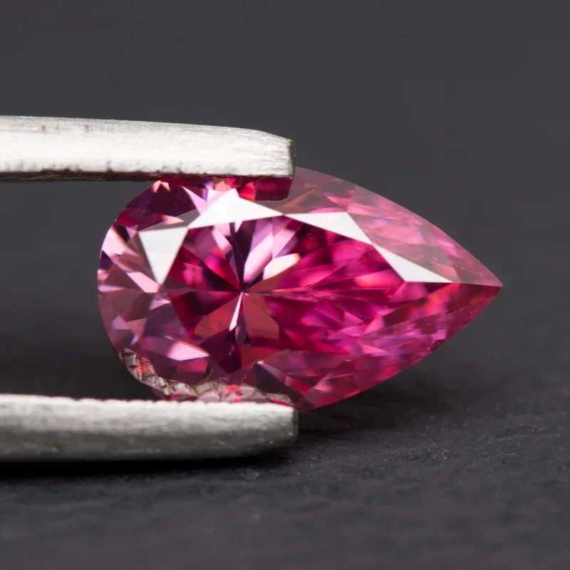 Moissanite Stone Pear Cut Pink Color DIY Ring Necklace Earrings Main Materials Charms for Jewelry Making with Certificate