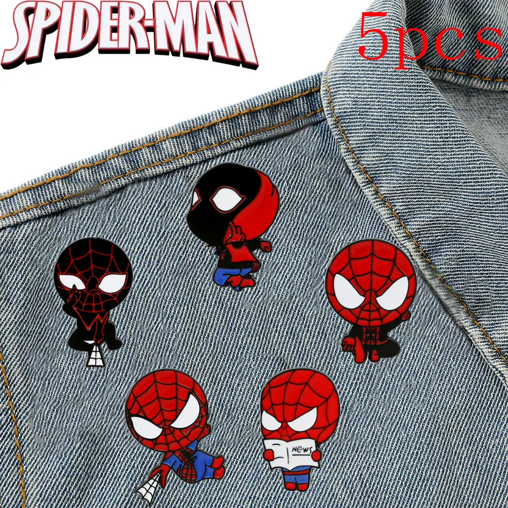 

1set Spiderman Enamel Pins Marvel Movie Peripherals Jewelry Accessories Cartoon Brooch Clothes Backpack Decoration Kids Gifts