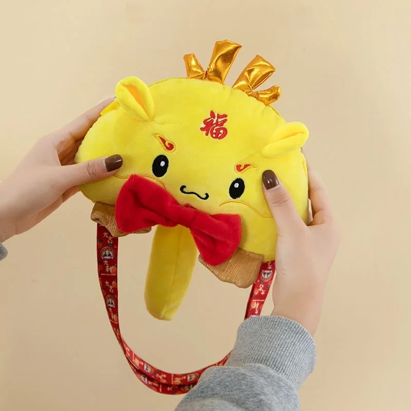 2024 Chinese Dierenriem Jaar Van De Draak Mascotte Schoudertas Nieuwjaar Geschenken Cartoon Schattige Draak Pluche Crossbody Tas