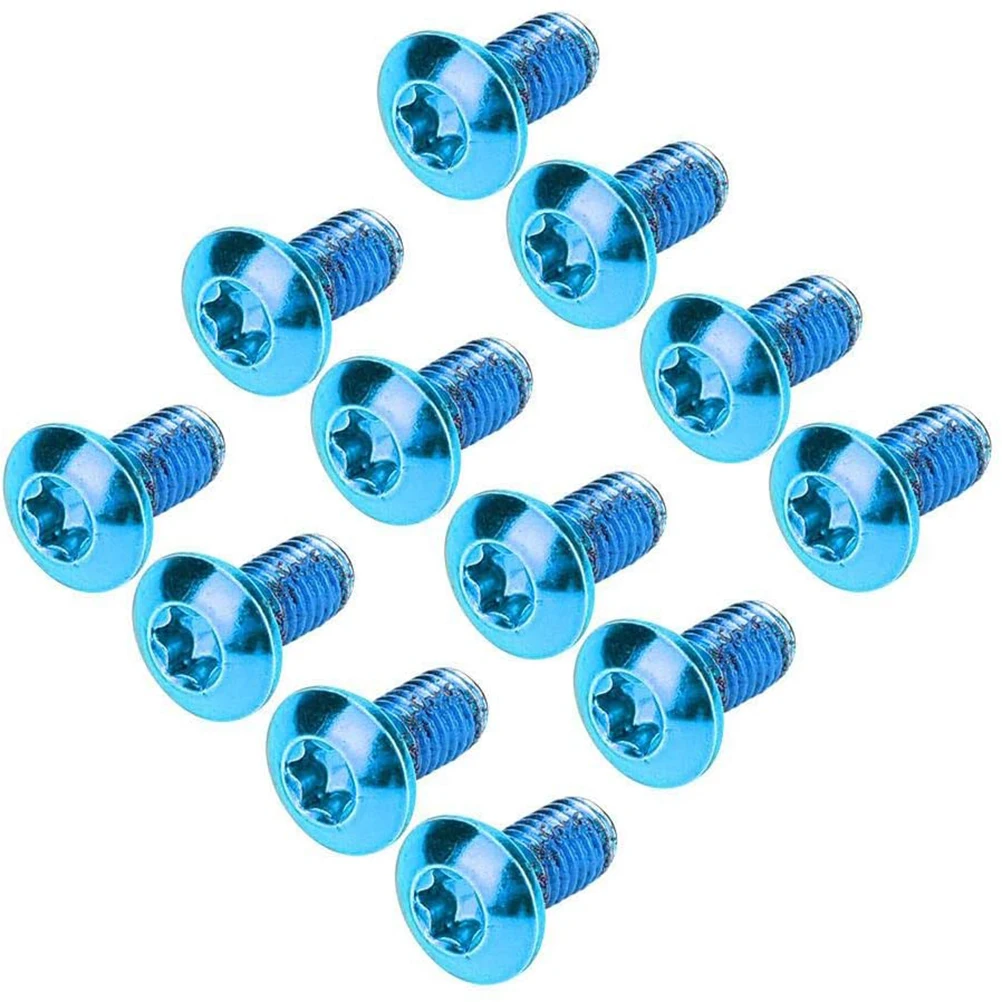 

Titanium Steel Brake Pad Bicycle Disc Brake Screws Durable Rustproof Bike Screws For Mountain Hybrid E-Bikes Blue 6 Bolt