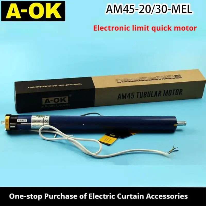 

Smart Curtain Motor AM45 with Wireless Remote Control AOK Electric Roller Shade Lift Motor Electronic Limit Fast Motor