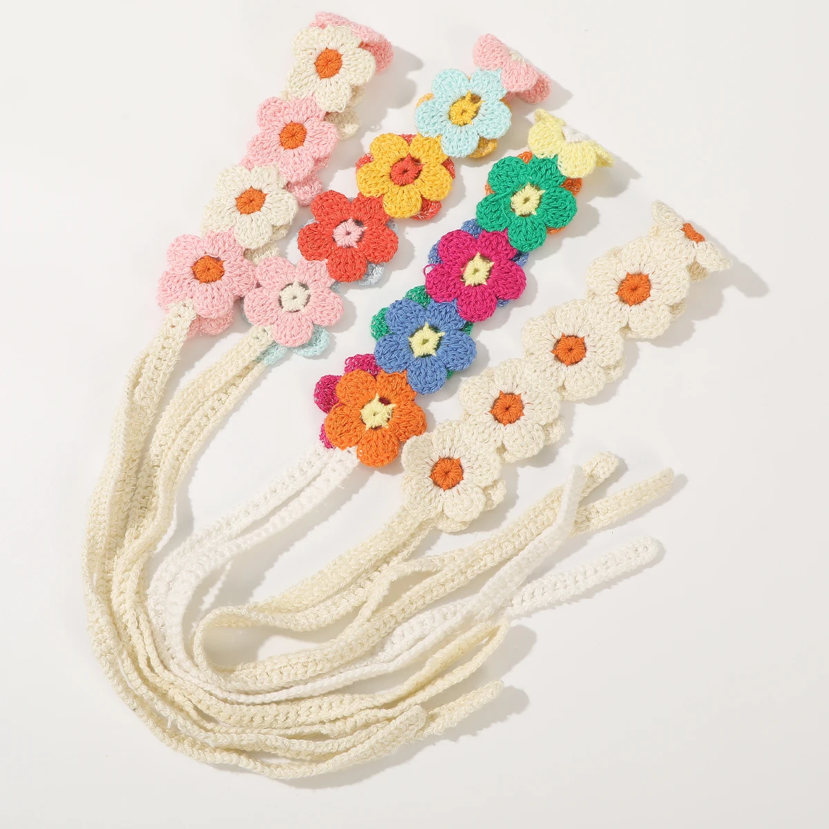 AWAYTR Colorful Flowers Turban Hairbands Knitted Flower Headband Bandage Beach Bandana Ladies Travel Hawaii Hair Accessories