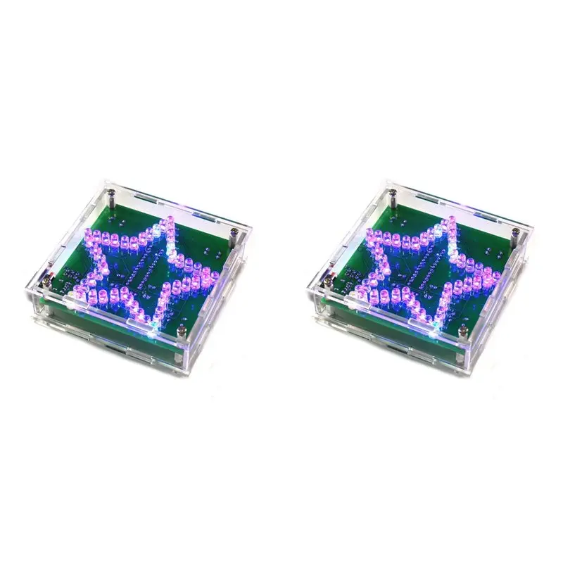 B04B-2X DIY Electronic Kit Soldering Suite Colorful Five-Pointed Star LED Flashing Marquee Light Circuit Board Kit,With Shell