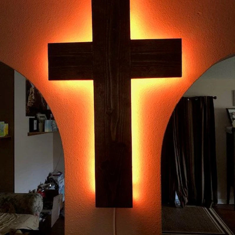 ZK50 Creative Cross Night Light USB Colorful Remote Control Creative Wall Lamp Home Decoration Lighting Fixture Cable 2 Meters