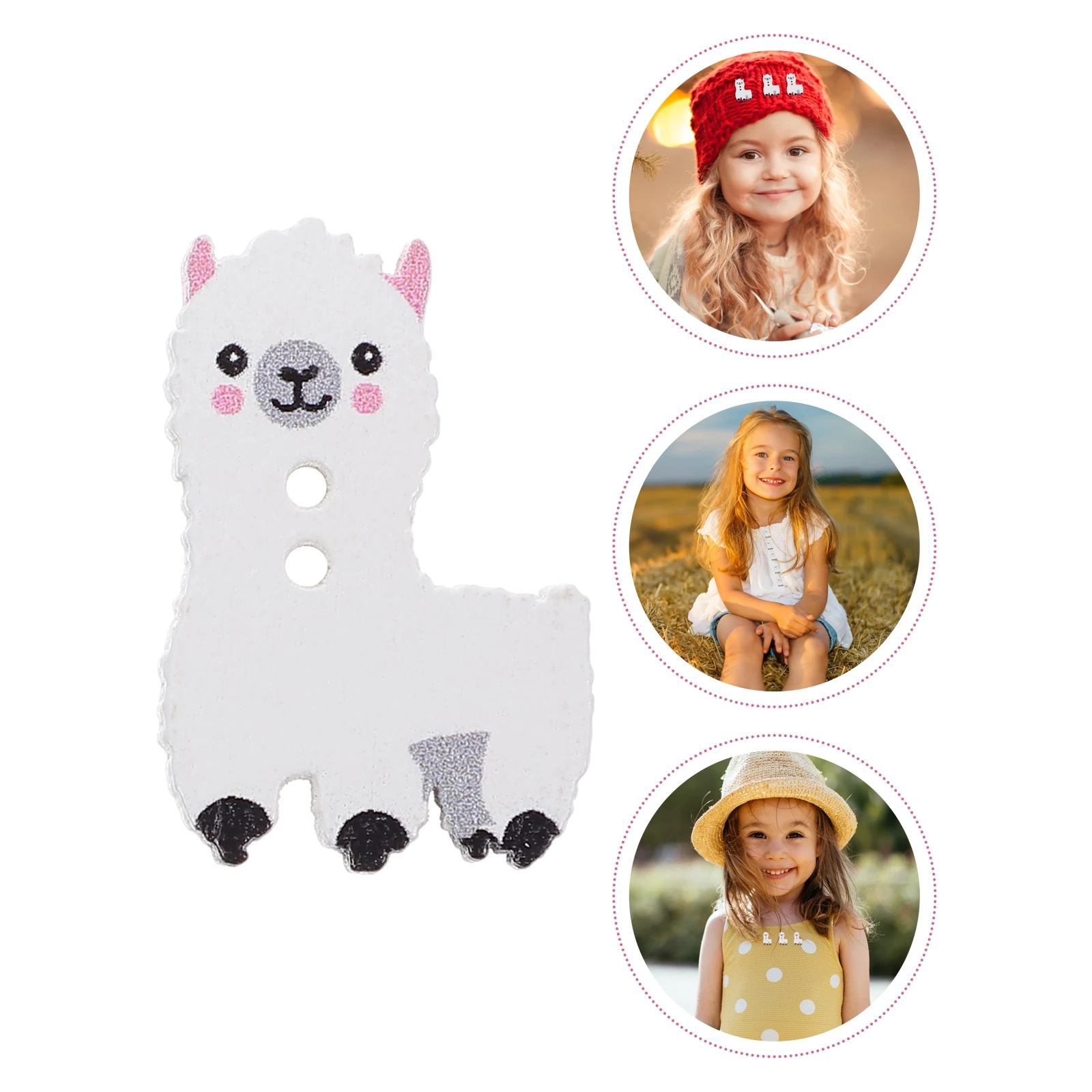 

100pcs Alpaca Wooden Buttons 2 Holes Decorative for Clothing Sewing Craft DIY Embellishment Durable Natural Wood Texture Cute