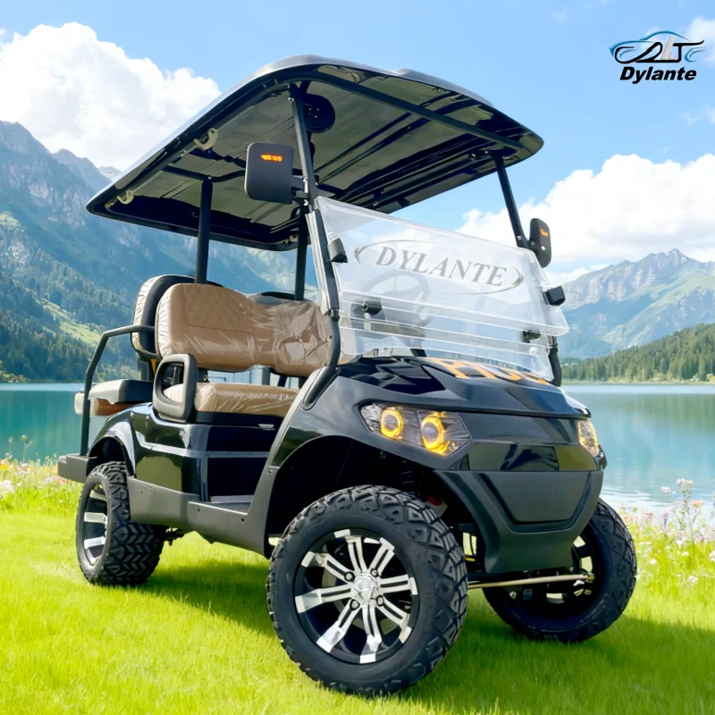 عربة جولف كهربائية ذات تصميم احترافي مخصص بشعار ملون مناسبة للدورة المخصصة مكونة من 4 مقاعد للصيد على الطرق الوعرة #3