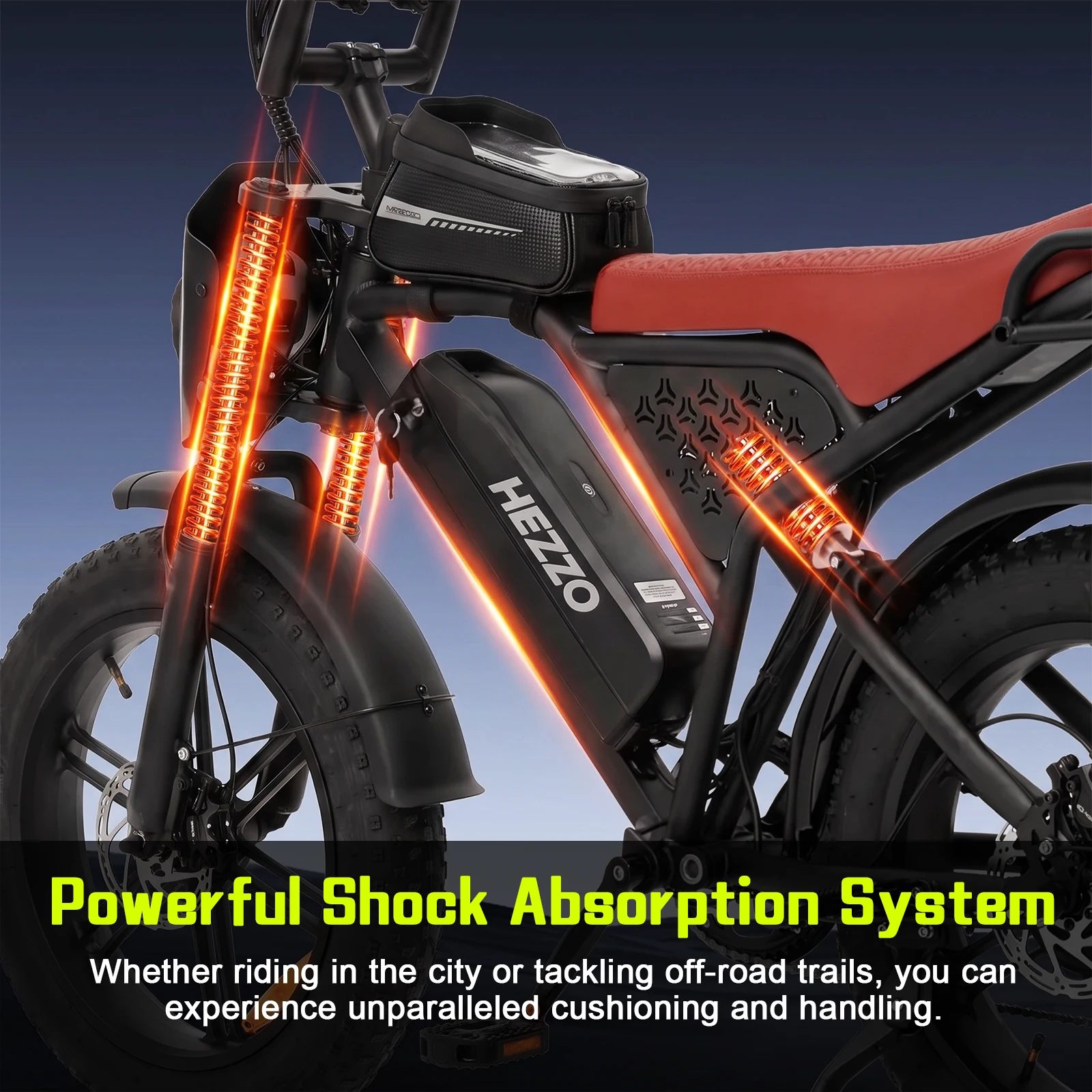 HEZZO K5 Pro 48V Off‑Road Fat Tire E‑Bike,1500W Peak Power,20