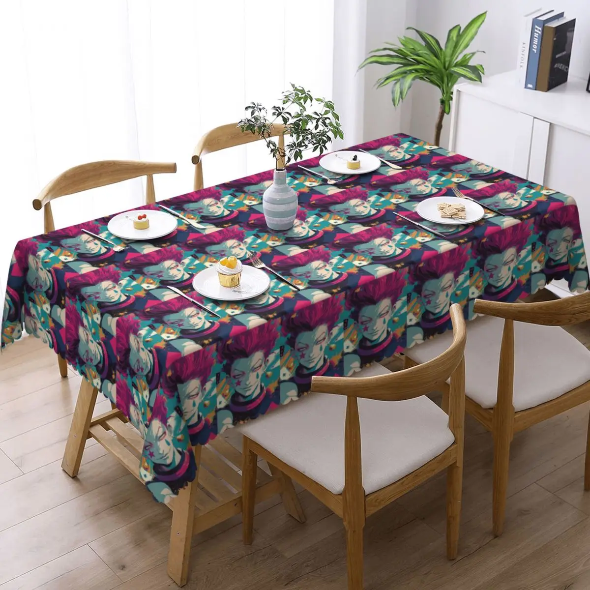 Anime Hisoka Hunter X Hunter Magical Joker Tablecloth Restaurant Kitchen Rectangular Tablecloth Festival Tablecloth Table Cover