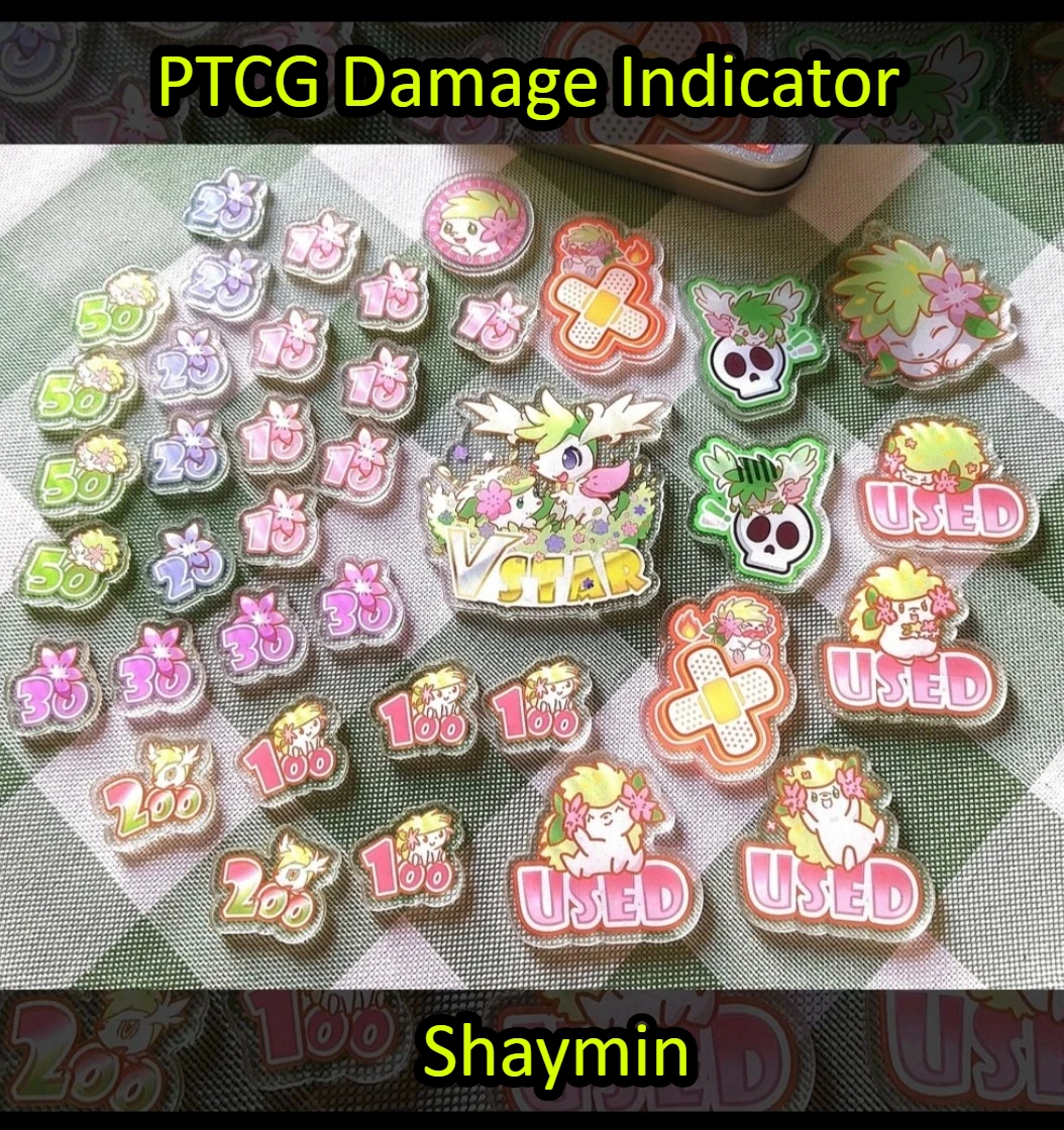 

PTCG Pokemon Anime Character Match Scoring Damage Counter Damage Indicator Shaymin Vstar Borad Role-playing Game Acrylic Gift
