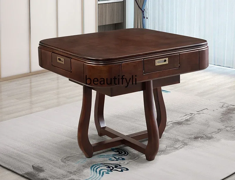 

New Chinese tea table mahjong table integrated household solid wood mahjong machine fully automatic multifunctional tea table