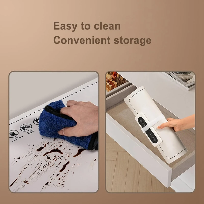 Estera calentadora de alimentos con temperatura ajustable, estera calentadora de alimentos portátil enrollable para alimentos, enchufe europeo