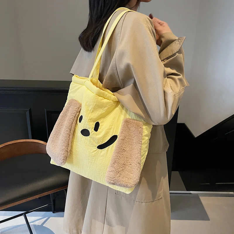 Cute Shopping Tote Shoulder Bag Girl Sweet Large Capacity Travel Bag Student Cream Class School Bag New Girl Holiday Gift