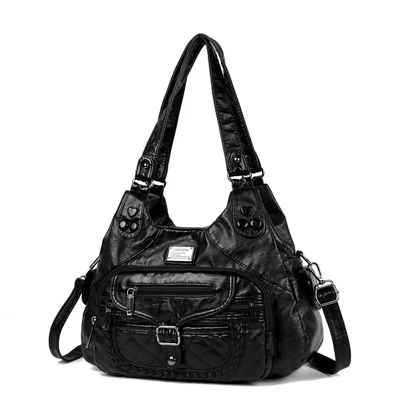 

2025 Retro Launch! Fashion Woven Soft Leather Tote -Large Capacity with Multi-Pocket (5Compartments), Handheld/Shoulder Bag
