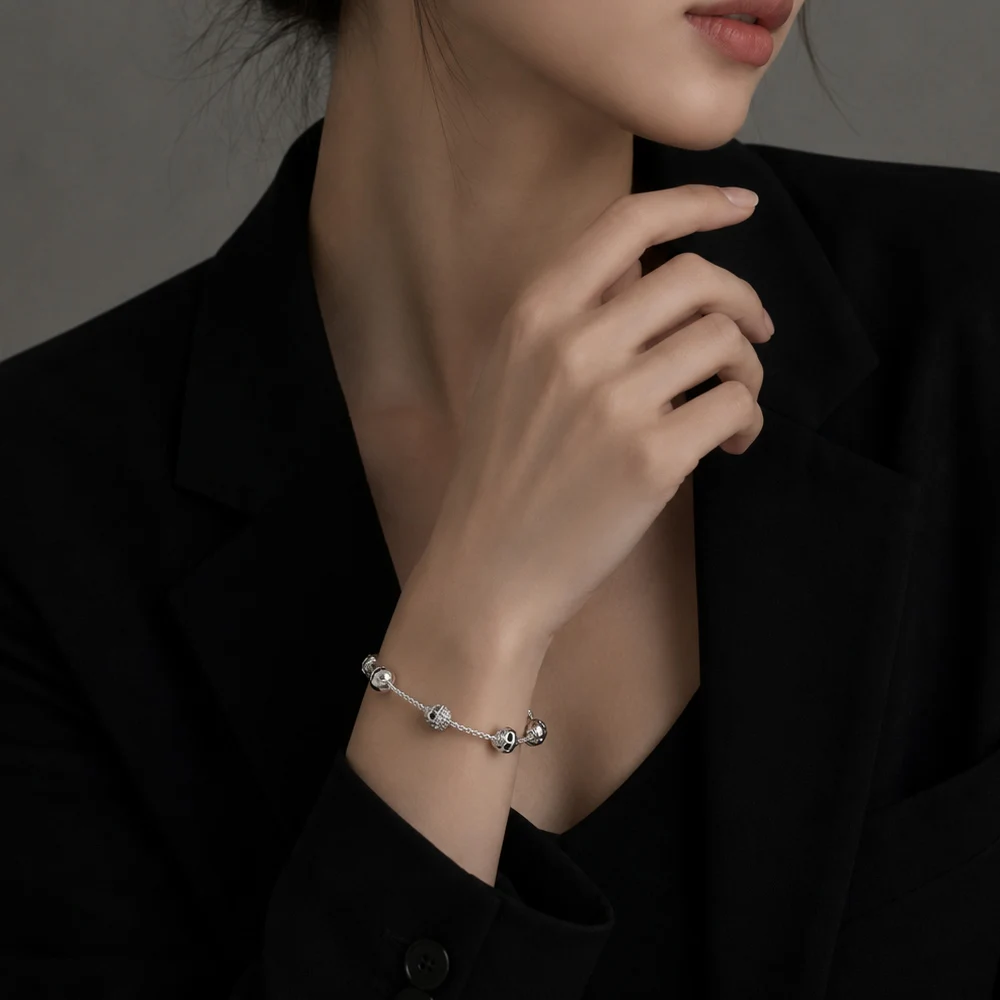 Five Exquisite Feminine Skulls Bracelets Autumn Link Chain 925 Sterling Silver Jewelry Rebel Gift For Women