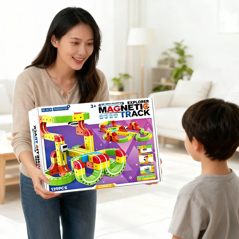 Neue kinder Magische Schiene Zug Spielzeug Elektrische Montage Bausteine Magnetische Schiene Auto Labyrinth kinder Puzzle Geburtstag Geschenk