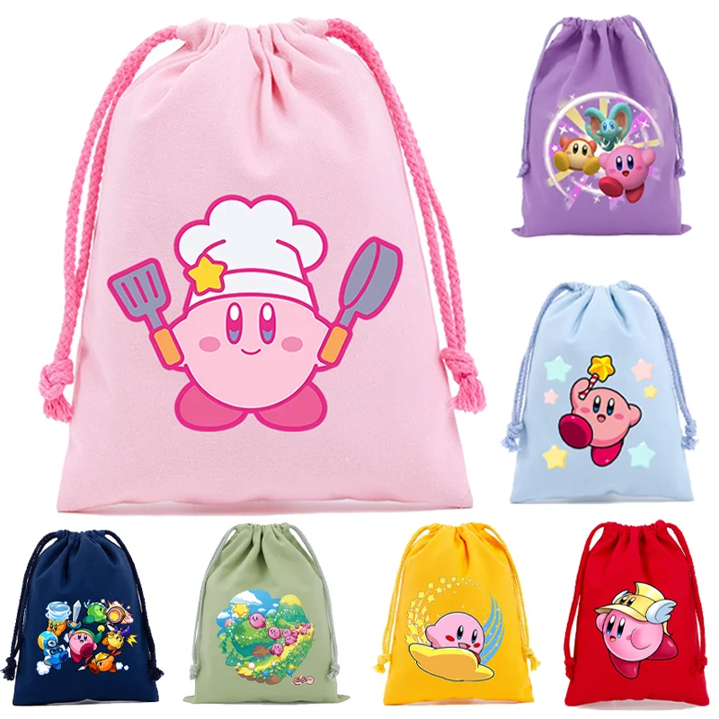 Sac à cordon Star Kirbys, pochette de rangement portable avec imprimé figurine anime Kawaii, pour bonbons, biscuits, ornements, cadeau pour fête d'anniversaire