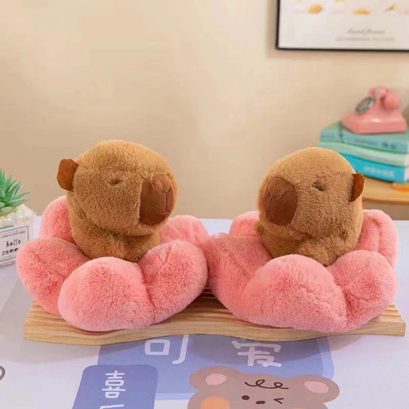 1pc Lotus Flower Capybara Plush Doll Anime Fluffty Toy Cute Home Desktop Decoration Children's Day Gifts