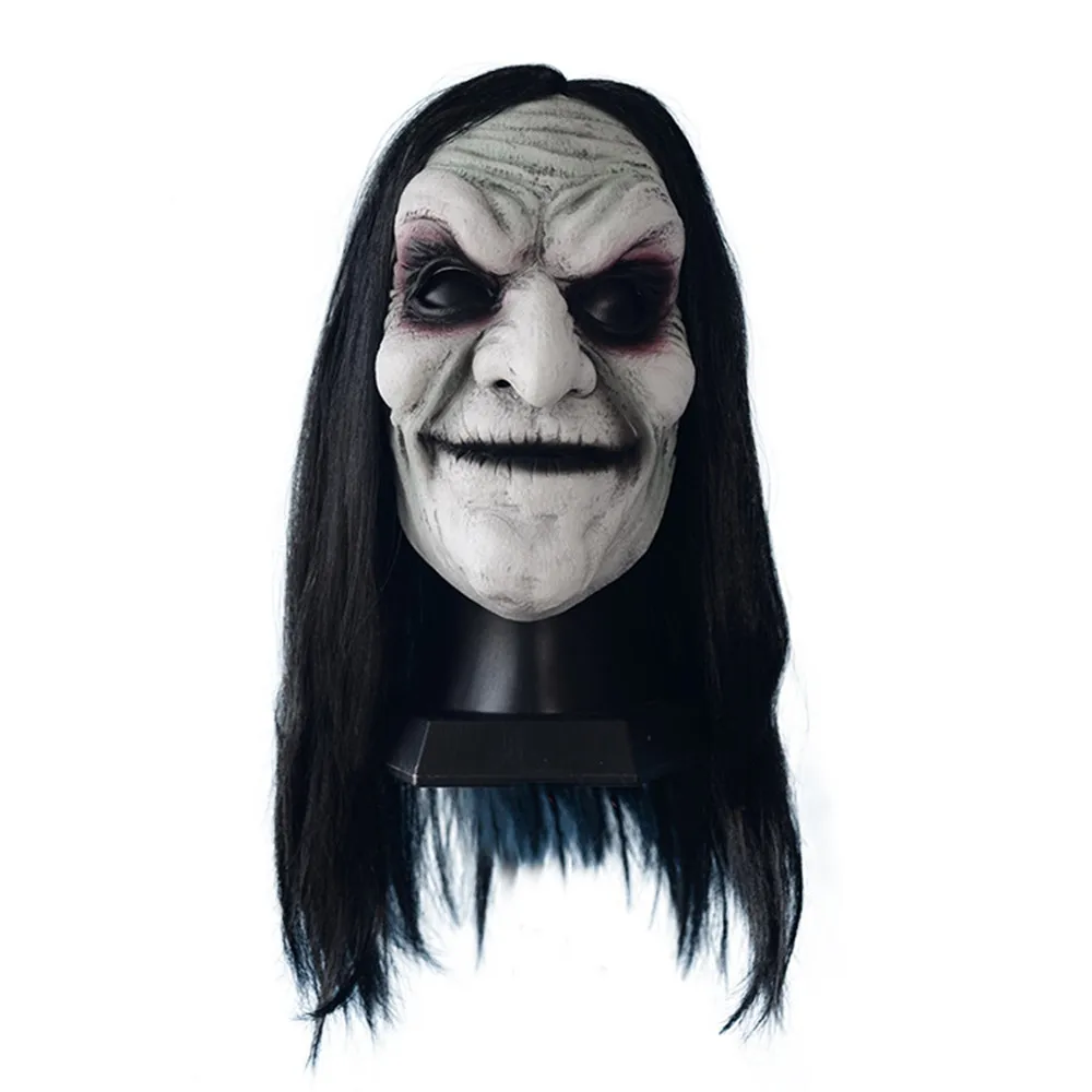 Hexenmaske mit Haaren – Gruselige Latex-Halloween-Kostüm-Requisite für Cosplay, Spukhäuser & Themenveranstaltungen – Detail 4