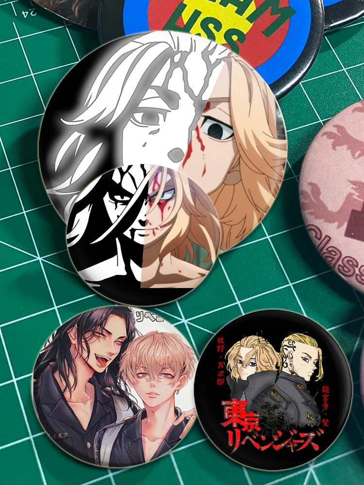 58MM Hot Anime Tokyo Revengers Pins Tinplate Badge DIY Custom Cartoon Brooch Pin for Fans Collecte Gifts Decorative Clothes