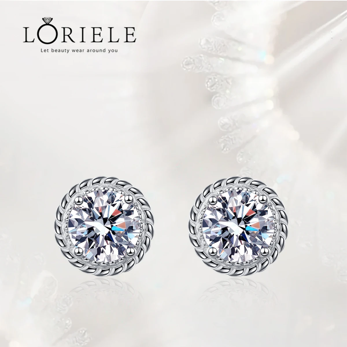 

LORIELE Moissanite Stud Earrings D Color 925 Sterling Silver 14K Gold Plated Round Diamond Ear Studs for Women Gift Jewelry GRA