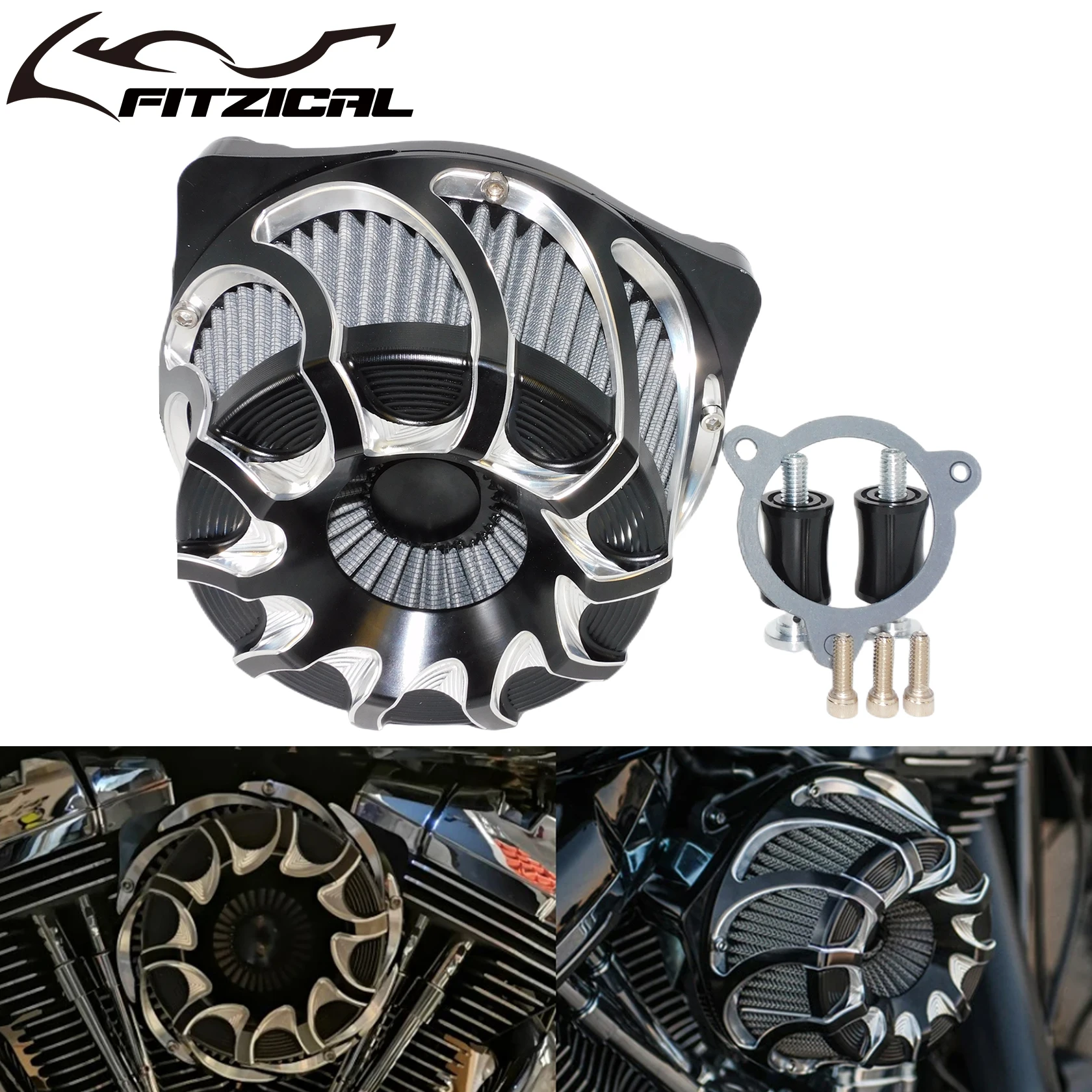 Motorcycle CNC Air Filter Cleaner Intake Filter For Harley Softail Dyna Sportster 883 1200 Touring Street Road Glide Fatboy FLHX