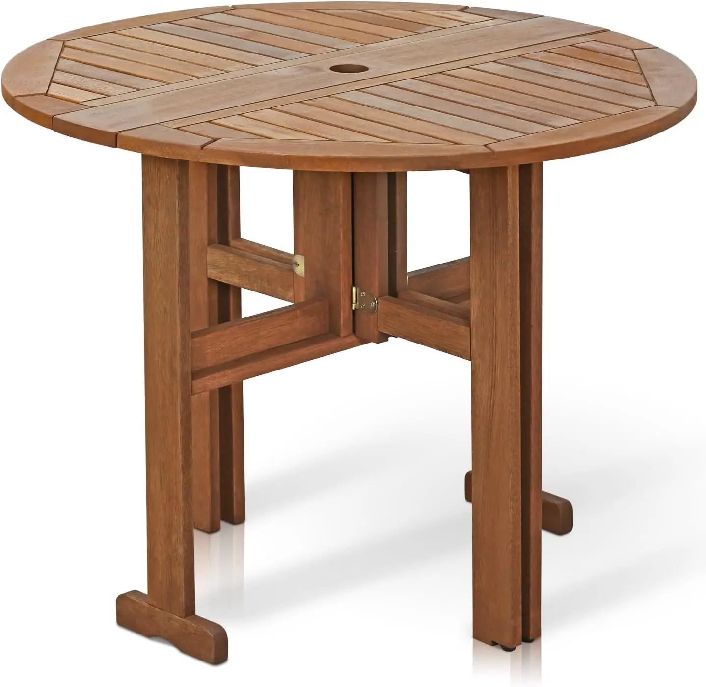 FG17035 Tioman Hardwood Patio Furniture Gateleg Round Table in Teak Oil, Natural