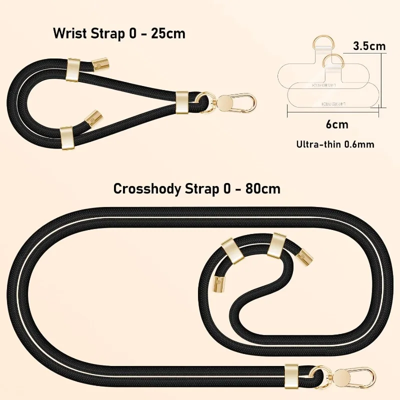Cell Phone Lanyard Crossbody Lanyard and Wrist Strap Premium Metal Buckle Phone Charms with Phone Compatible with All Smartphone