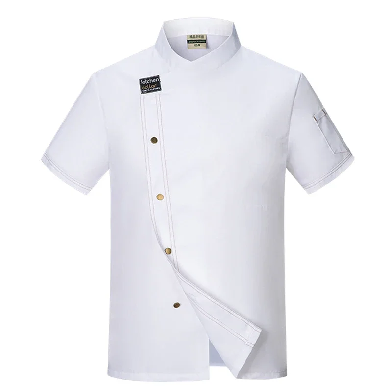 Veste de chef unisexe à manches courtes pour hommes, chemises de cuisine, uniforme de restaurant Chamonix