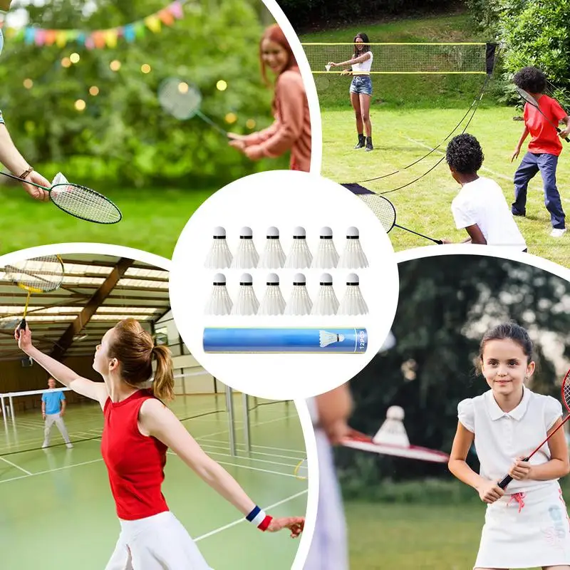 Badminton Shuttlecocks 12PCS Badminton Trainer Ball With Foam Sponge Head Feather Shuttlecock For Hitting Practice Speed