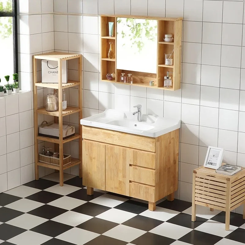 

X-S Напольный дубовый шкаф для ванной комнаты от пола до потолка, из массива дерева, для унитаза и умывальника