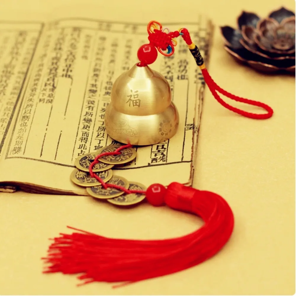 

1pc Pure Copper Retro Chinese Style Fengshui Lucky/Auspicious Home/Office/Car Hanging Decorate Ornaments Wind Chimes