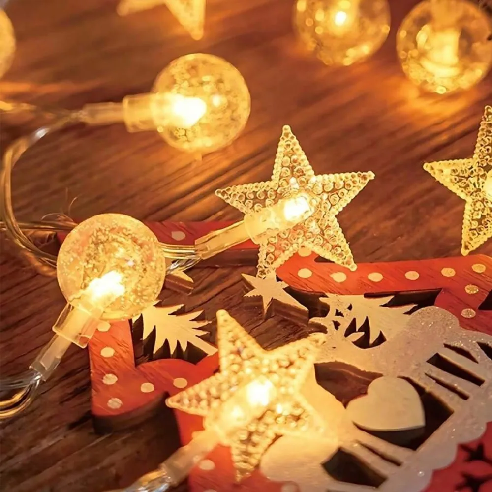 1PC 1.5M/3M/6M Battery Box Star Bubble Ball LED Light String, Without Battery, Indoor Holiday And Party Decoration Lighting