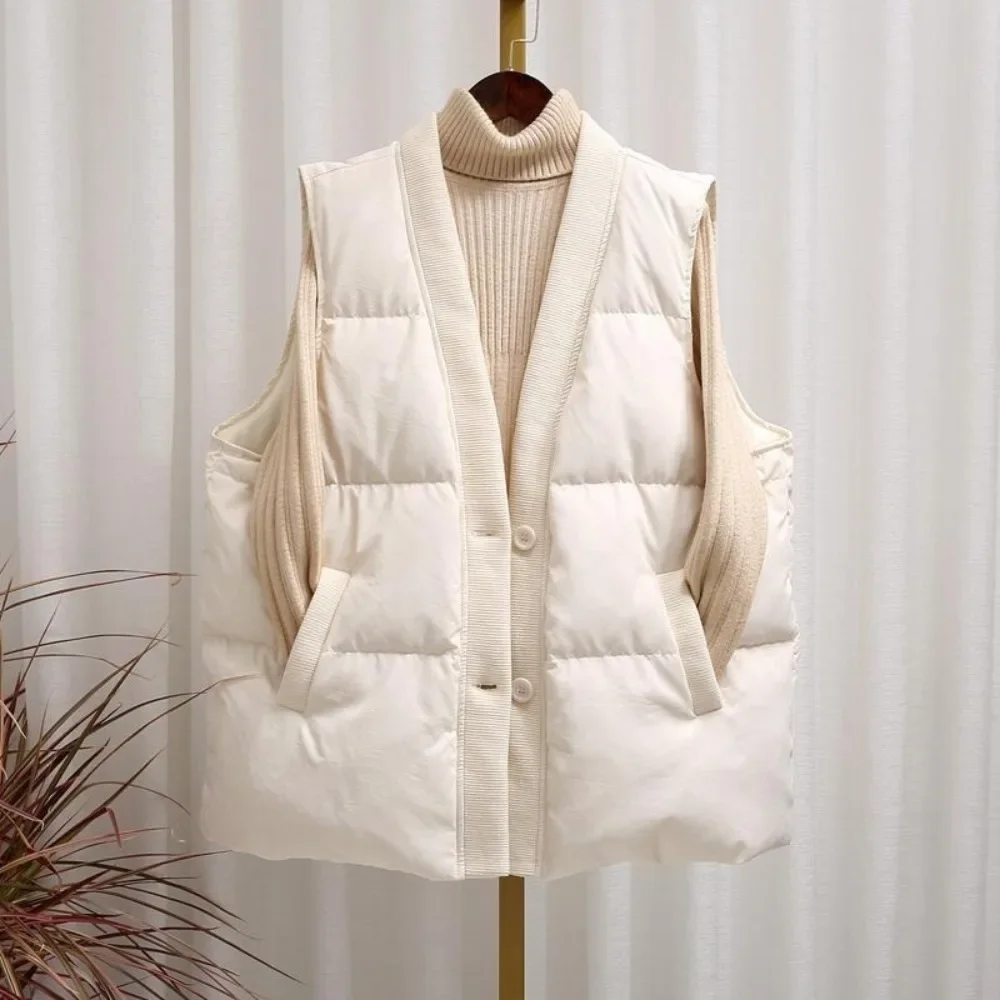 

Autumn Winter Women's Clothing 2025 Puffer Jacket Fashion Warm Sleeveless Vest Female Down Waistcoat Outerwear Streetwear