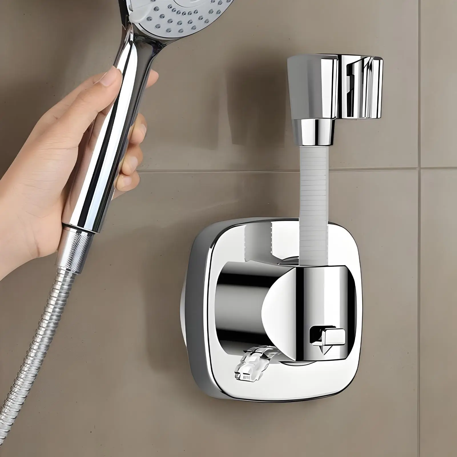 

No Drill Shower Head Holder Adjustable Universal Showerhead Bracket Suction Cup Bathroom Wall Mount Accessories