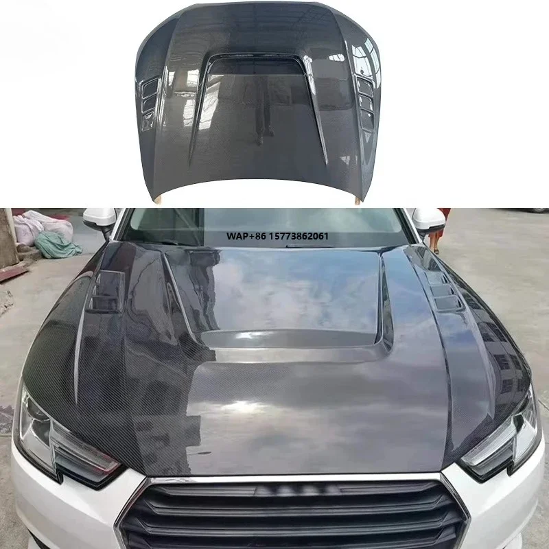 

Карбоновый капот для A4 S4 B9, модифицированный, из настоящего карбона, идеальная совместимость с обвесом