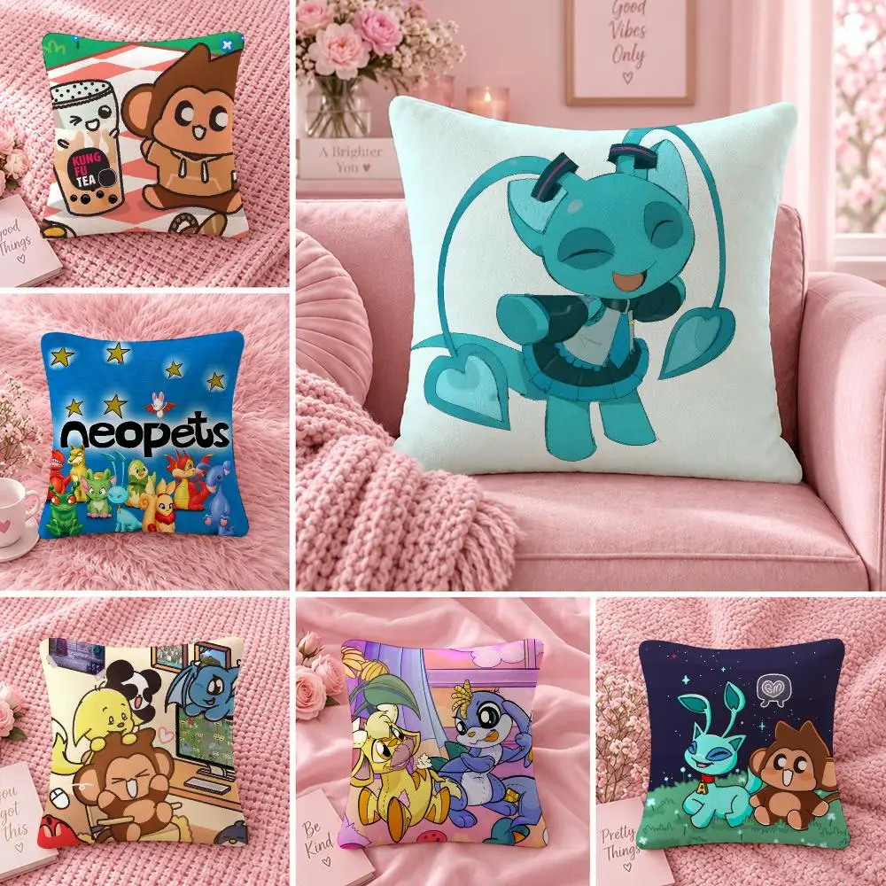 Game Adventure N-Neopets Cushion Cover Double Sided Print Short Plush Pillow Sofa Bedroom Dorm Room Decor Gift