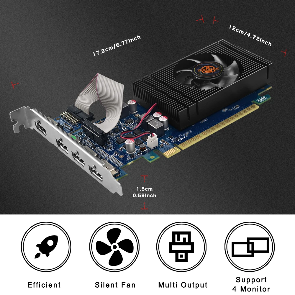 AIBOMAN GT740 4GB GDDR5 HDMI*4 128Bit 64W PCl Express 3.0 X16 카드 메모리 컴퓨터 비디오 게임 조립 액세서리에 …