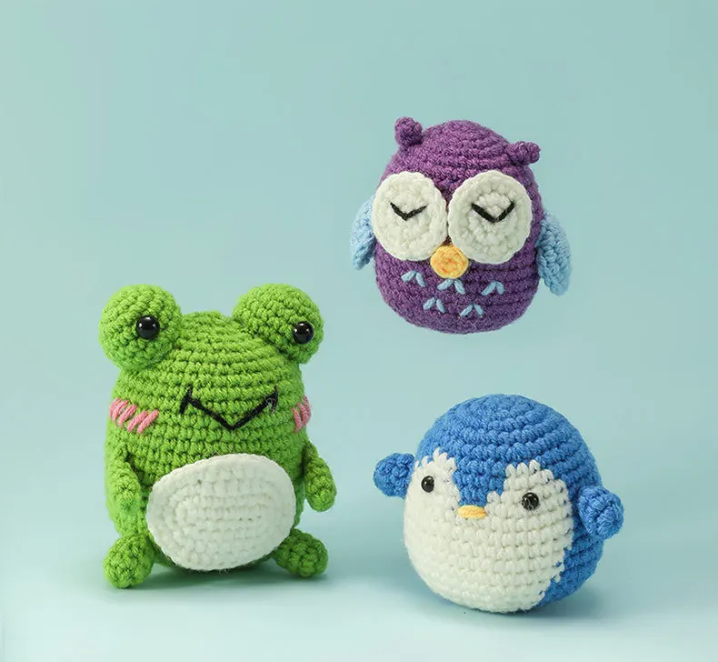 Women Finished Crochet Knitted Frog Owl Bear Doll Toy For Kids Children Girls Boy Gift Handmade Animal Wholesales