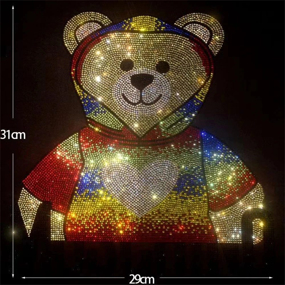 Colorful bear ironing drill patch DIY patch ironing sweater T-shirt jacket fashion decoration large patch clothing accessories