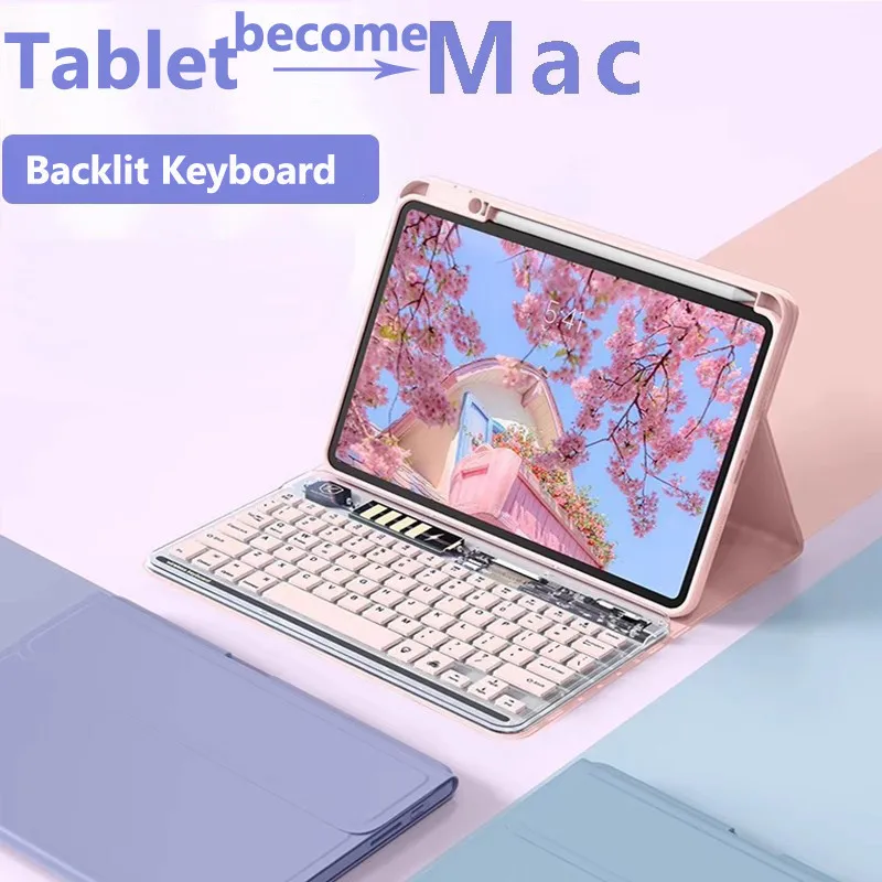 LED Backlit Keyboard for Huawei MatePad SE 11 2024 11.5-inch S Pro 11 Air 11.5 PaperMatte Crystal Keyboard Case with Pencil Slot