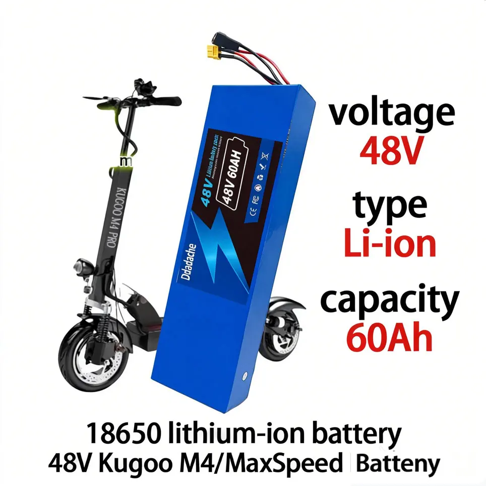 Paquete de baterías de iones de litio 13S4P 48V 60Ah 2000watt 18650 para patinete eléctrico Kugoo M4/M4Pro/M5/M5Pro