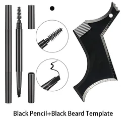 Men Bear Care Tool Kit Waterproof Long Lasting Man Beard Pen Beard Template 2pcs Set 2IN1 Male Mustache Repair Shape