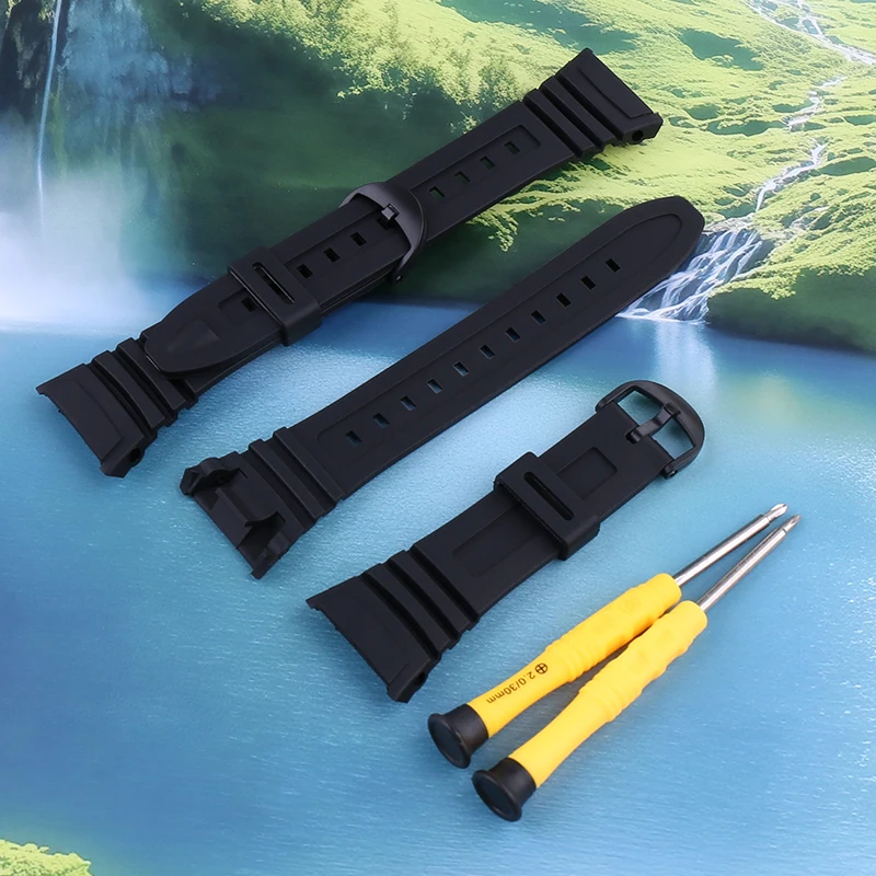 Resin Watch Strap Band compatible for Casio 3239 W-96H W-96H-1B 1A 2A 9A 28mm Sport Rubber Wristband Men's Watch Accessories